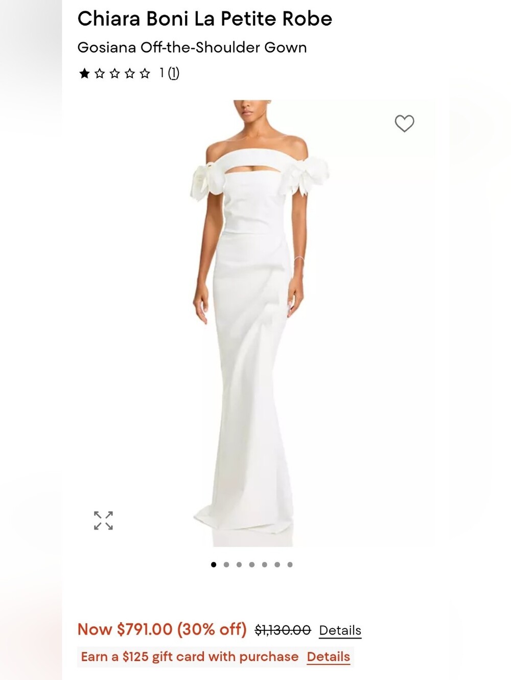 Chiara Boni Off-the-Shoulder White Evening Dress